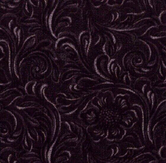 Moda Fabrics with 11216 16″Tooled Leather pattern”BLACK” Bty