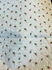 VTG Spring Mills Inc.Feminine Pink Rosebuds Florals on White Pucker Cotton BTFQ