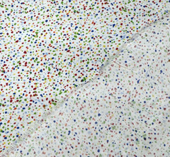 Green Red Blue Yellow Confetti Spatter on White Cotton Fabric BTHY #61