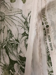 Vintage Polished Cotton Chintz Fabric Green Cream Floral Made US 1 Yd more avail