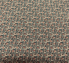 Vtg Allover Floral Fabric By Marcus Brothers Lt Blue Dark Blue Red On Beige BTHY
