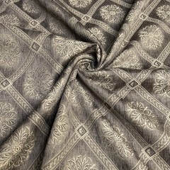 Fabric By The Yard Taupe Brown Diamond Lattice Floral Medallion Jacquard Weave