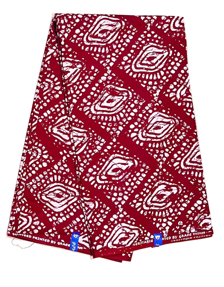 African Fabric/ Ankara – Dark Red ‘Eyes Do Not Lie’ Design, YARD or WHOLESALE