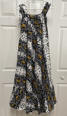 African Wax Print Maxi Flared Sleeveless Dress Snakeskin Design Pockets Size S