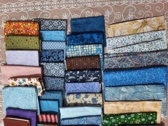 Lot of 65+ Fabric Pieces Stash Builder Fat Quarters & Larger Pieces Blues