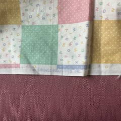 Vintage baby fabric gender neutral pastels Bears Patchwork Multicolor Hearts