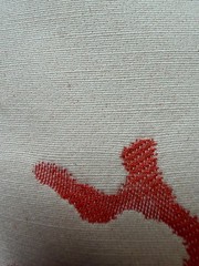 Fabric Lot 1 Yd 16 Ins 54 W Ocean Coastal Red Coral Cream Background Upholstery