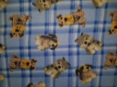 DOG PUPPY BLUE PLAID BERNARD HUSKEY TERRIER FLEECE FABRIC 1 YARD 36″ X 60″