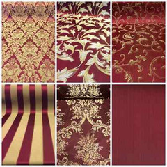 Burgundy/Gold Damask Jacquard Brocade Fabric 118″ By the Yard Many Design