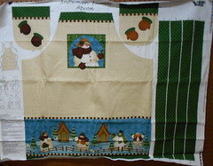 1 Snowman Family Christmas Apron fabric Panel