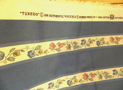 Waverly Cotton Blue Tuxedo Fabric Screen Print 54″x 3.3 Yds Scotch Guard Stripe