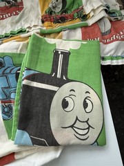 Vintage Fabric – 1992 Thomas The Train Character Twin Sheet Set Craft Quilt