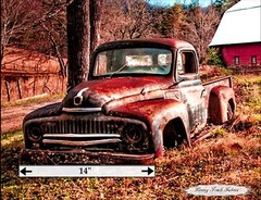 DAVID TEXTILES, “BARN AND THE TRUCK”, AL34787C, INTERNATIONAL TRUCK, PANEL 35X43