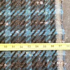 Large Scale Plaid Boucle Tweed Wool Fabric Blue Gray 60 in x 3.5 yds Vintage