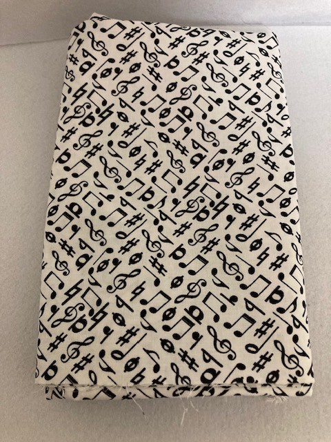 JoAnn’s Fabric – White Background with Black Music Notes – 1 Yard