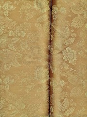 VTG Vinyl Backed Upholstery Fabric MCM Retro Gold French Damask Tapestry