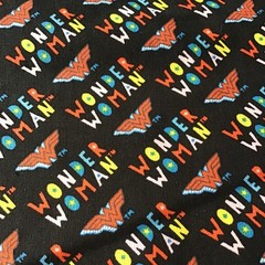 Wonder Woman Character Logo 100% COTTON FABRIC Black 44″ wide 1.8 yards piece