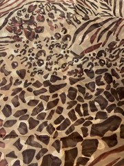 Fabric Lot 1 Yd 56 W Animal Print Leopard Brown Gold Poly Sheer Textured