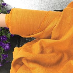 Tangerine Orange Linen Fabric By The Yard Soft Washed Natural Sewing 58″ Wide