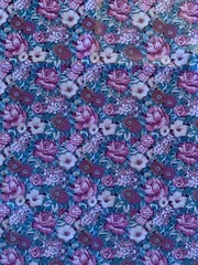 3.5 Yards 54” Vintage Fabric Pink Mauve Roses Flowers Floral Cotton Blend Sheen