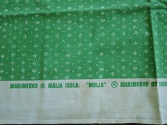 Marimekko MAIJA ISOLA ” MUIJA ” cotton fabric piece 137x67cm green x white