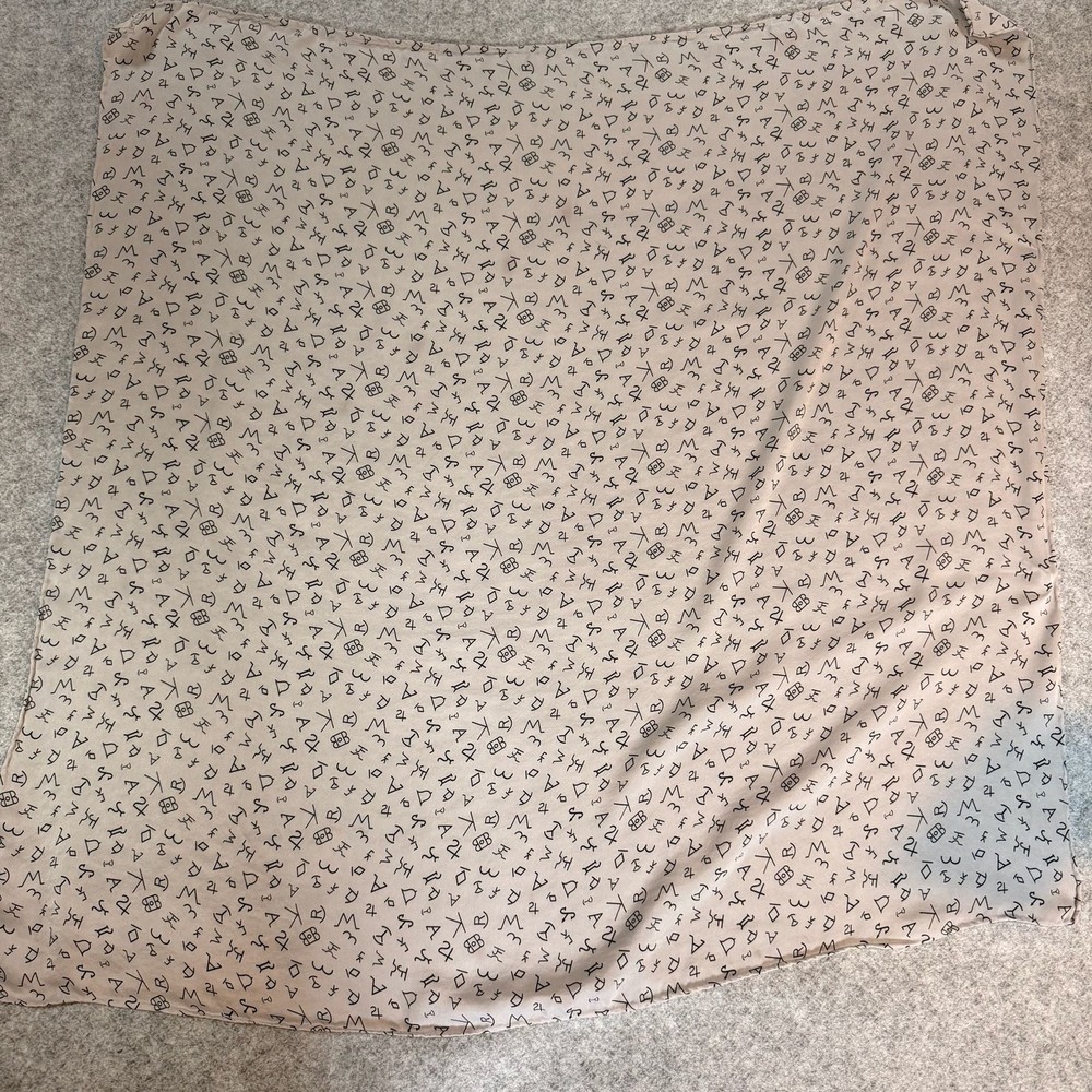 Vintage Western Ranch Brand Logo Print Fabric Square in Light Gray