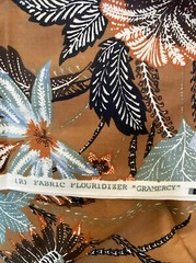 Vintage Fabric Polished Cotton Brown Tropical Print Blue Savalux 70s 1 Y B1