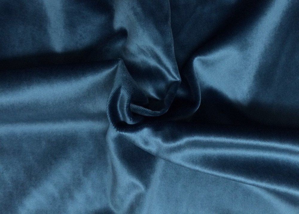 BALLARD DESIGNS SIGNATURE VELVET DEEP TEAL BLUE FURNITURE FABRIC BY YARD 56″W