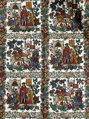 Vintage House ‘N Home Fabrics – Medieval Toile Screen Print Fabric – 13 Yards