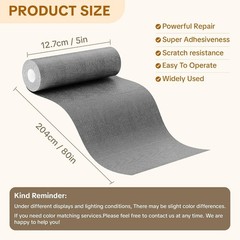 Grey Self Adhesive Linen Furniture Sofa Repair Tape 5×80 Inch Fabric Adhesive