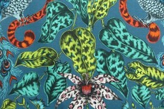 CLARKE & CLARKE BY EMMA SHIPLEY CURTAIN FABRIC Amazon 1.4 METRE NAVY 100% COTTON