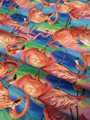 Fabulous Flamingos Allover Blue – Paintbrush Studio Cotton Fabric