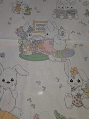 PRECIOUS MOMENTS Bunnies Nursery Baby Crib Quilt 2 Panel Fabric 45×89″ SPECTRIX