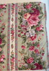Heavy/Medium 100% Cotton Cabbage Rose fabric 57” Long , 17” Wide From Tablecloth