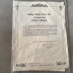 Dolly Dingle Cut & Sew Doll Fabric Panel 1981 Hobby House Press with Certificate
