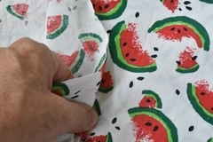 By 1/2 Yd, Vintage, Red & Green Watermelon on White Quilt Cotton, P5937