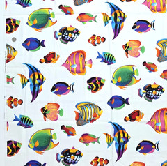 VTG VIP Cranston Tropical Aquarium Fish Bright On White Cotton Fabric 2 YD x 45″