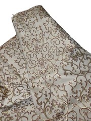 VTG Ornate Woven Fabric Gold Beige Pink Damask Baroque Scrolls Swirl 1 lb. 9 oz.