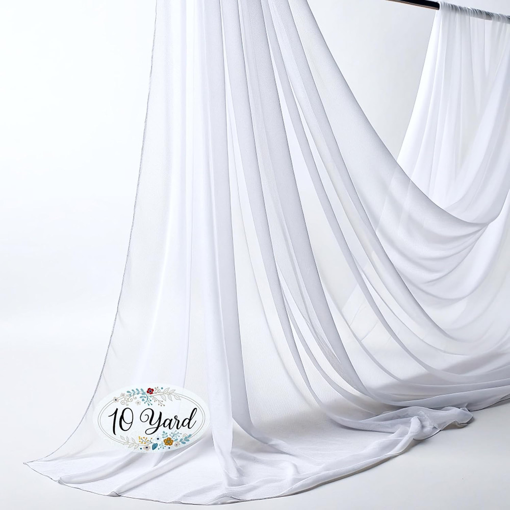Chiffon Draping Fabric by the Yard – 10 Yards | Soft Sheer White Fabric for Drap