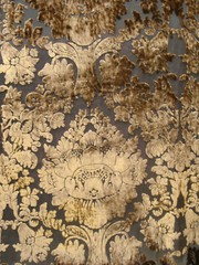 Taupe Gold Imperial Sheer Cut Velvet Fabric By the yard