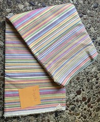 Pretty Striped Homespun Cotton Sewing Fabric Quilting 2 Yards – Muted Multicolor