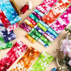 60 PCS Valentines Quilting Fabric Roll 2.6×40 Inch Cotton Strips Tie Dye