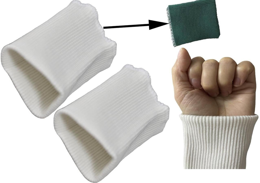1 Pair White Ribbed Knit Cuffs Replacement Jacket Sleeve Trim Sewing DIY