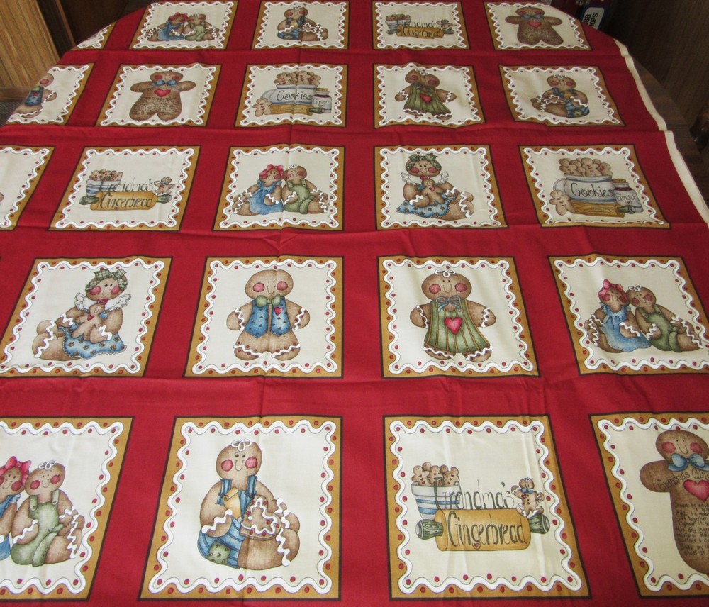 Vtg Gingerbread Squares Fabric Dianna Marcum for MARCUS BROS TEXTILES 80 Squares