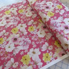 YARD ~ Painted Petals Flowers On Pink ~ $3.99 Ships ANY Amount Of Fabric