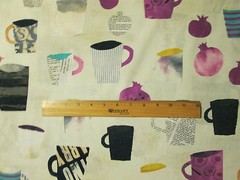 MOD COFFEE CUPS SPECIALTY DRINKS OFF WHITE COTTON FABRIC BTHY
