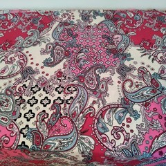Ornate Italian Paisley Viscose Challis Fabric 60×80″ Pink Red Blue White 2.2 Yds