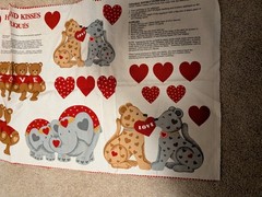 Vtg. CUT AND SEW Bears Elephants Penguins HUGS AND KISSES Appliques Fabric Panel