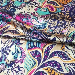 58” Wide By Yards Stretch Satin Fabric Vintage Paisley Silky Charmeuse Material