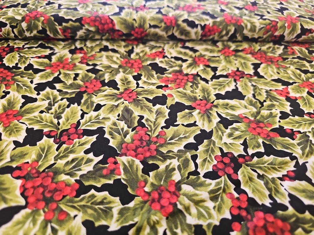 Poinsettia Christmas Cotton Fabric Andover Holiday Berry By The Yard